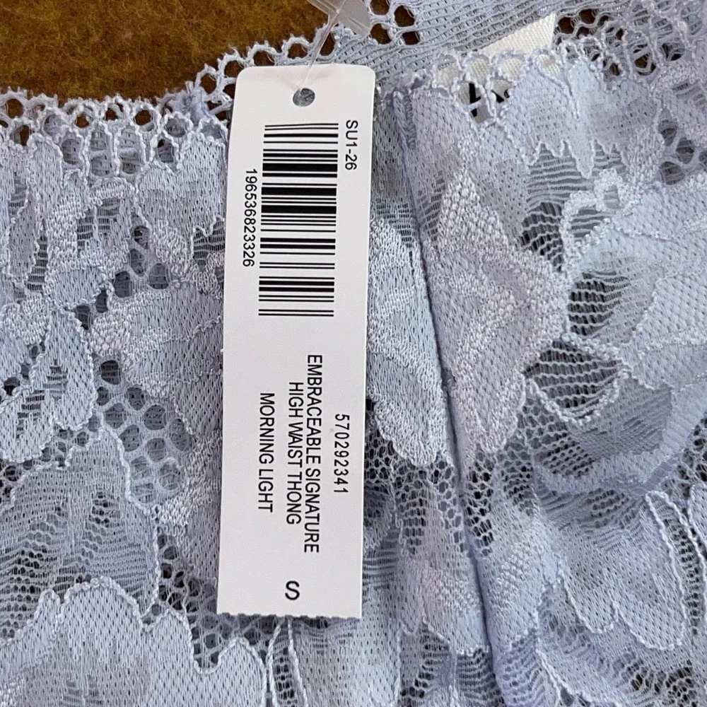 Soma Womens Small Blue Brown Embraceable High Waist Lace Thong Underwear 2pk NWT